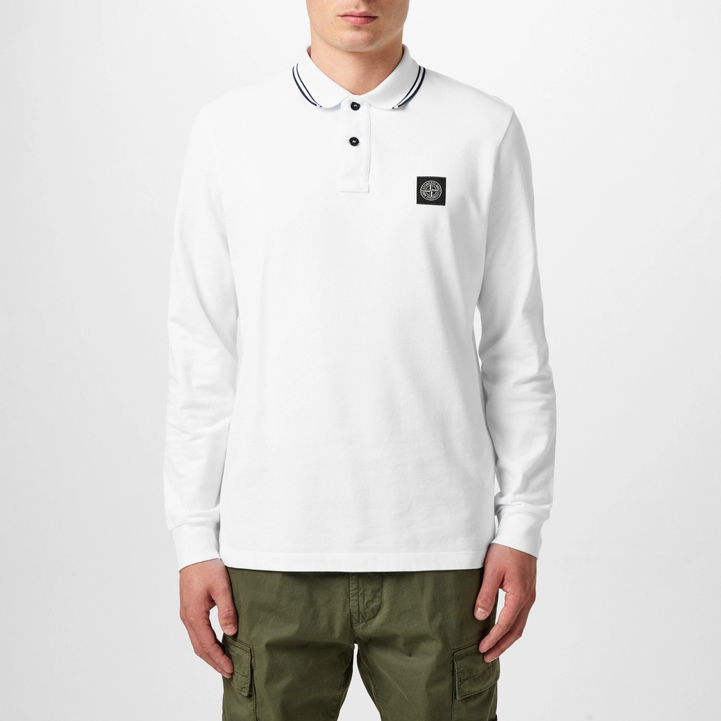 Stone Island Compass Patch Polo Shirt - Bianco V1001